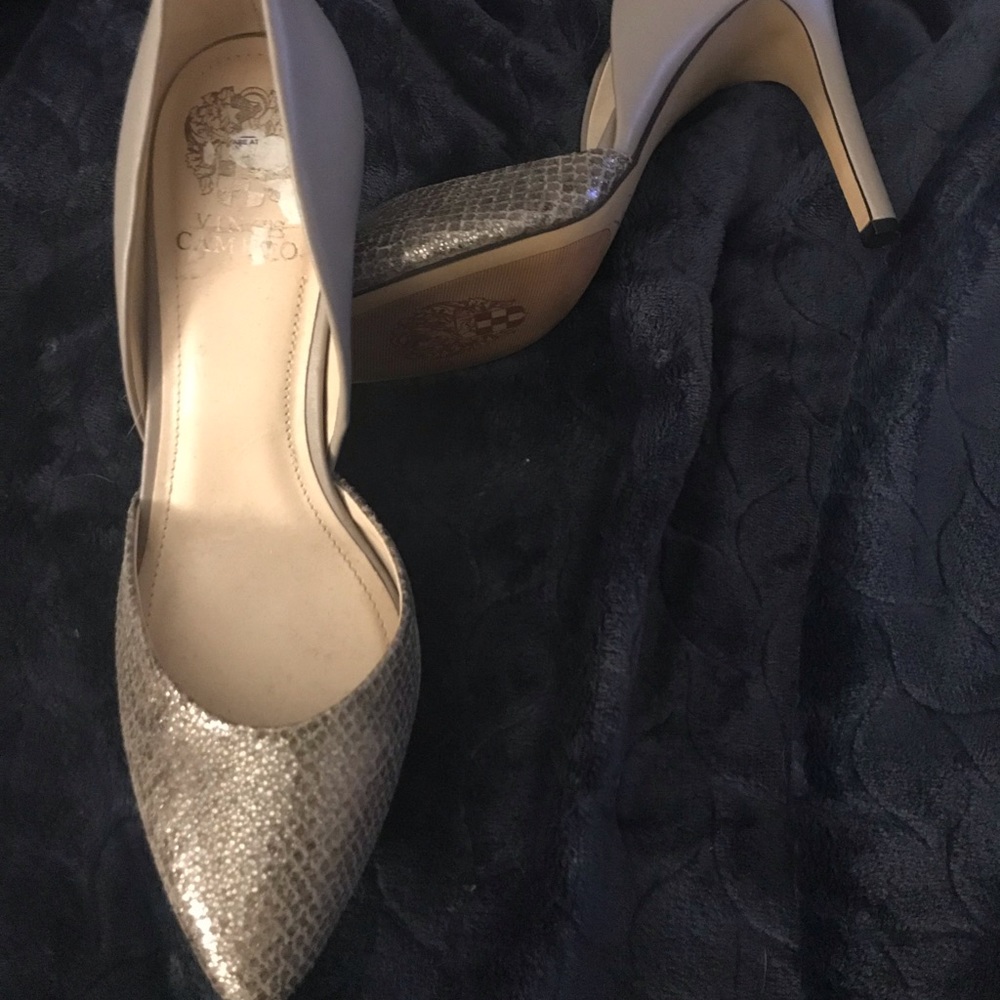 Shiny nude heels